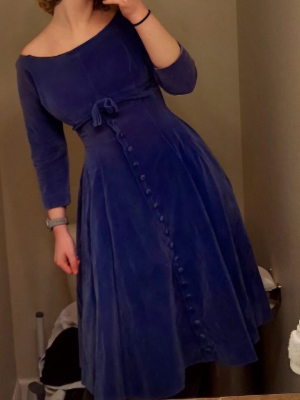 Vintage 1950-60s Jonathan Logan Blue Velvet Dress - Picture 2 of 15